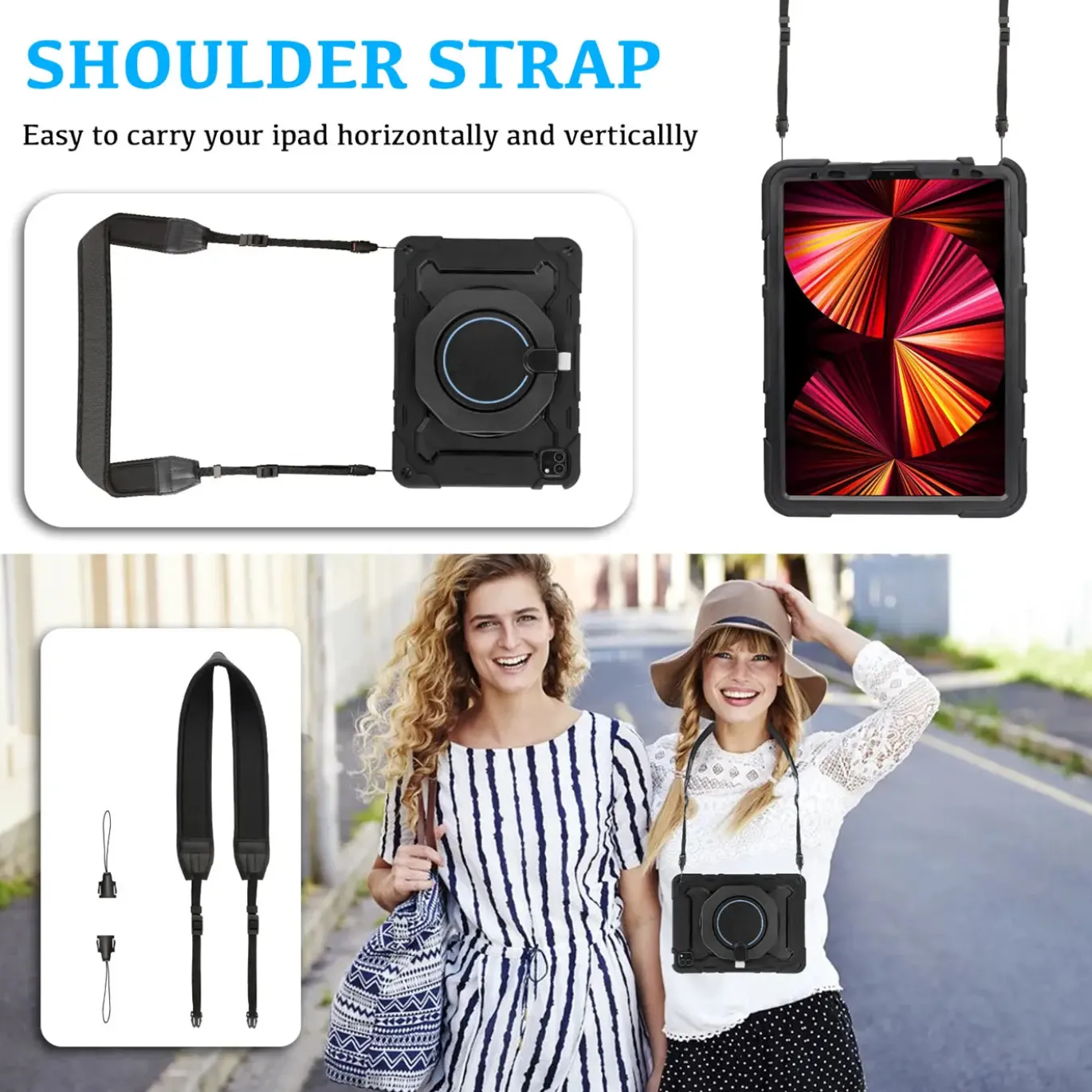 11" iPad Pro (1.–3. Gen.) - Armor Case mit Ständer & Schultergurt