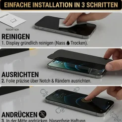 Blickschutzfolie für iPhone 13 / 13 Pro / 14 - Premium Sichtschutz & Panzerglas