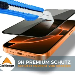 Blickschutzfolie für iPhone 16 Plus mit Montagerahmen - iPhone 16 Plus Sichtschutz