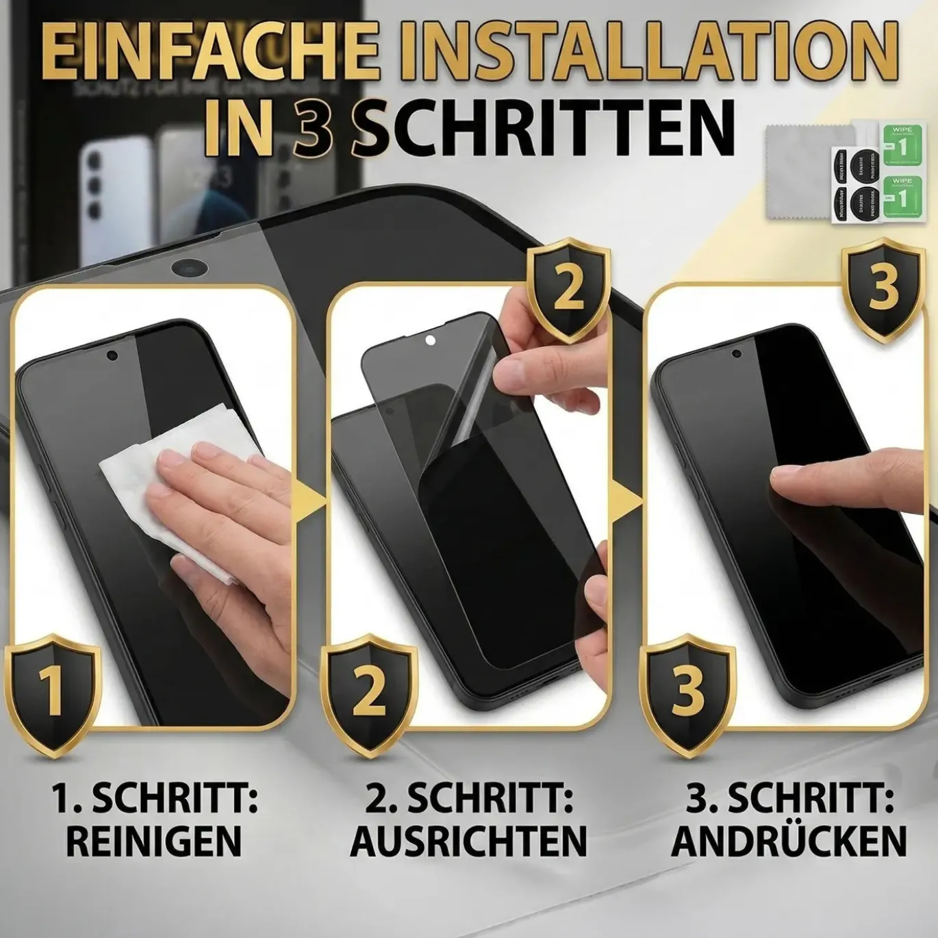 Blickschutzfolie für Samsung Galaxy S25 FE - Premium Sichtschutz & Panzerglas