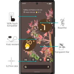 Google Pixel 6 - 9H Displayschutzfolie 2x Display & Kamera
