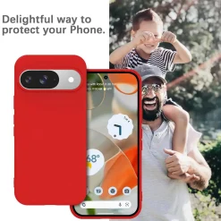 Google Pixel 9 - Silikon Case mit Mikrofaser-Innenseite