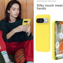 Google Pixel 9 - Silikon Case mit Mikrofaser-Innenseite