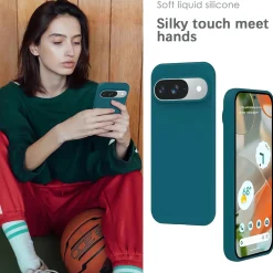 Google Pixel 9 - Silikon Case mit Mikrofaser-Innenseite