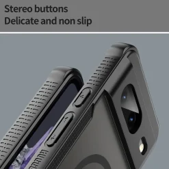 Google Pixel 8 - Stoßfestes MagSafe Case in Schwarz mit halbtransparenter Rückseite
