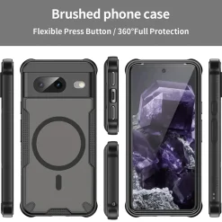 Google Pixel 8 - Stoßfestes MagSafe Case in Schwarz mit halbtransparenter Rückseite