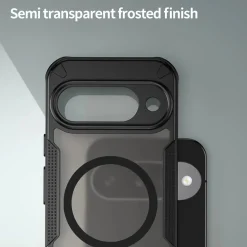 Google Pixel 9 - Stoßfestes MagSafe Case in Schwarz mit halbtransparenter Rückseite
