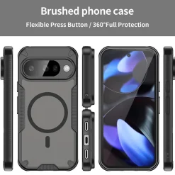 Google Pixel 10 - Stoßfestes MagSafe Case in Schwarz mit halbtransparenter Rückseite