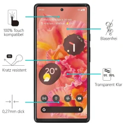 Google Pixel 6 - 2x 9H Panzer Glasfolie, Displayfolie