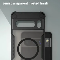Google Pixel 8 Pro - Stoßfestes MagSafe Case in Schwarz mit halbtransparenter Rückseite