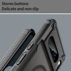 Google Pixel 8 Pro - Stoßfestes MagSafe Case in Schwarz mit halbtransparenter Rückseite