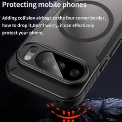 Google Pixel 10 Pro - Stoßfestes MagSafe Case in Schwarz mit halbtransparenter Rückseite