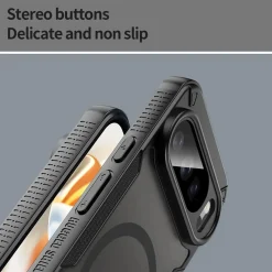 Google Pixel 10 Pro - Stoßfestes MagSafe Case in Schwarz mit halbtransparenter Rückseite