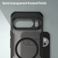 Google Pixel 9 Pro - Stoßfestes MagSafe Case in Schwarz mit halbtransparenter Rückseite