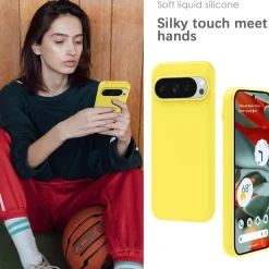 Google Pixel 9 Pro XL - Silikon Case mit Mikrofaser-Innenseite