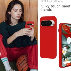 Google Pixel 9 Pro XL - Silikon Case mit Mikrofaser-Innenseite