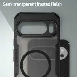 Google Pixel 10 Pro XL - Stoßfestes MagSafe Case in Schwarz mit halbtransparenter Rückseite