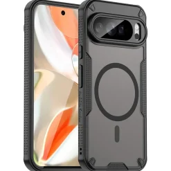 Google Pixel 10 Pro XL - Stoßfestes MagSafe Case in Schwarz mit halbtransparenter Rückseite