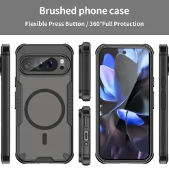 Google Pixel 9 Pro XL - Stoßfestes MagSafe Case in Schwarz mit halbtransparenter Rückseite