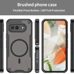 Google Pixel 9a - Stoßfestes MagSafe Case in Schwarz mit halbtransparenter Rückseite