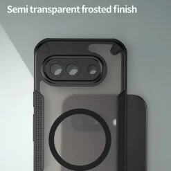 Google Pixel 9a - Stoßfestes MagSafe Case in Schwarz mit halbtransparenter Rückseite