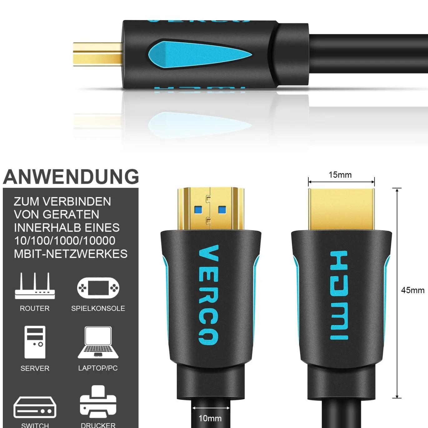 HDMI 2.0 Kabel - HD-110B - 1M - Schwarz