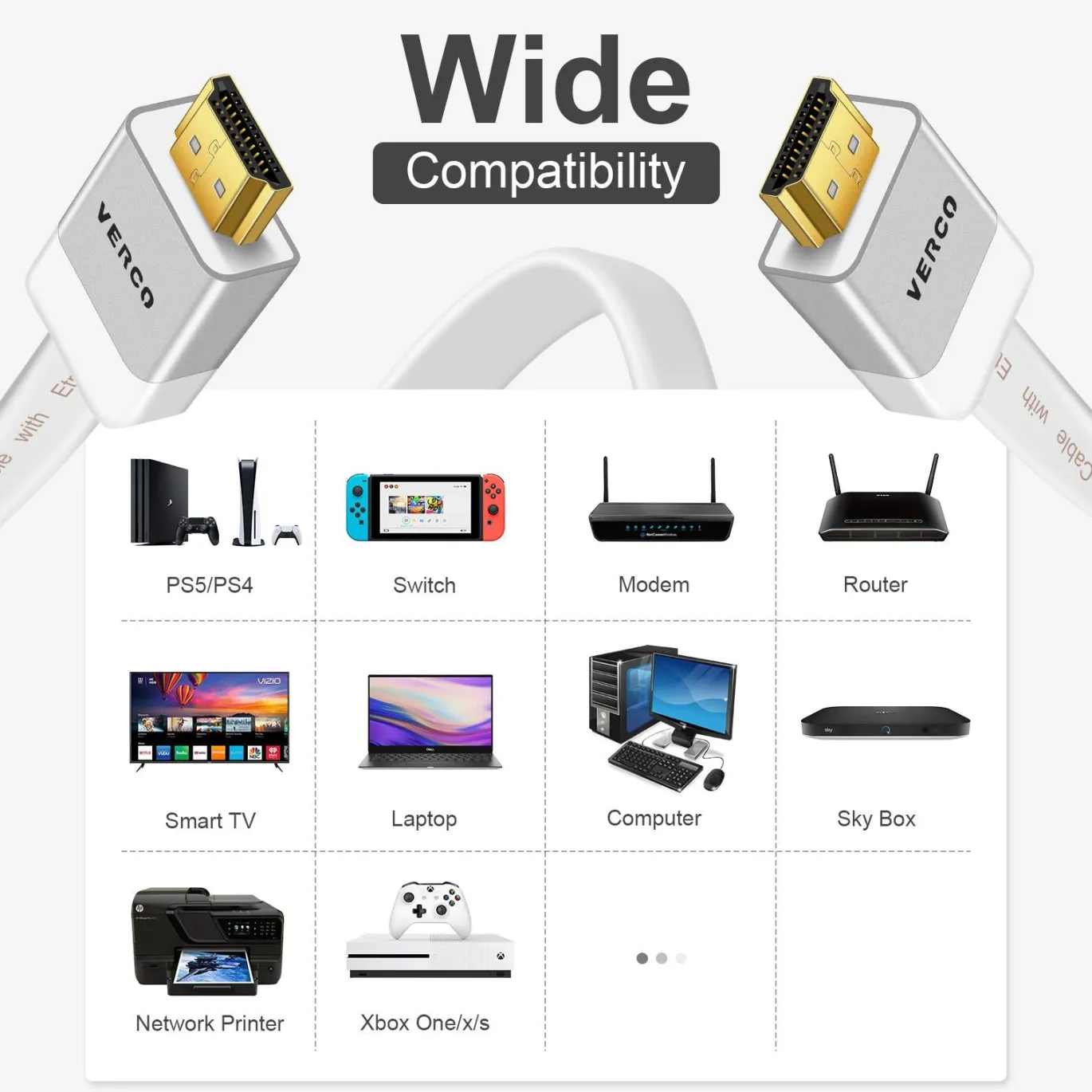 HDMI Flach Kabel - HD-Flat-100B - 20M - Weiss