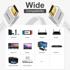 HDMI Flach Kabel - HD-Flat-100B - 5M - Weiss