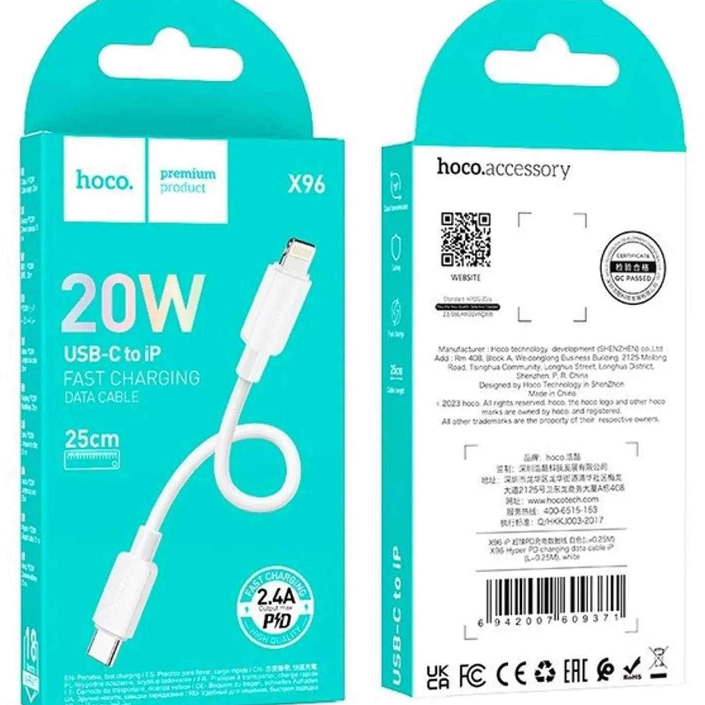 Hoco USB Kabel - X96 Typ-C auf Lightning - Weiss