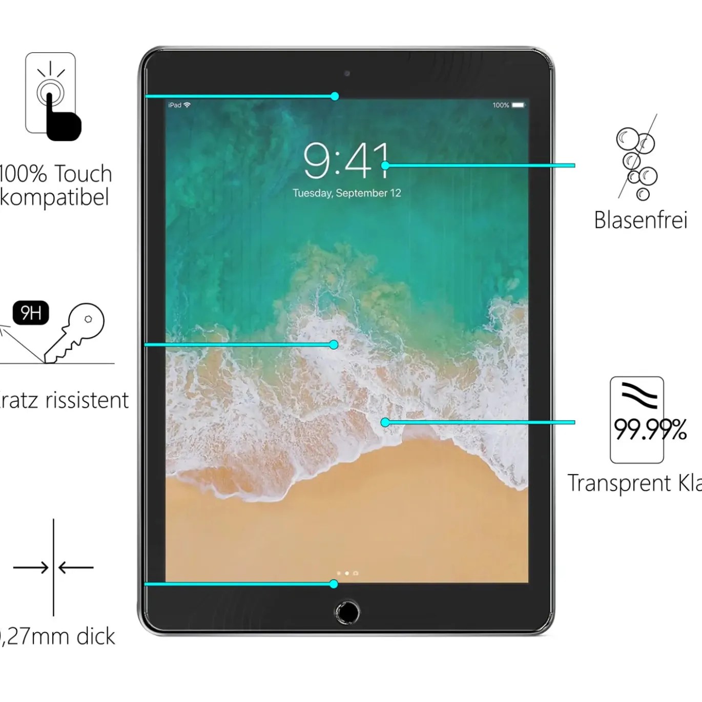 iPad (5.–6. Gen.) - Panzerglas gehärtet für Display