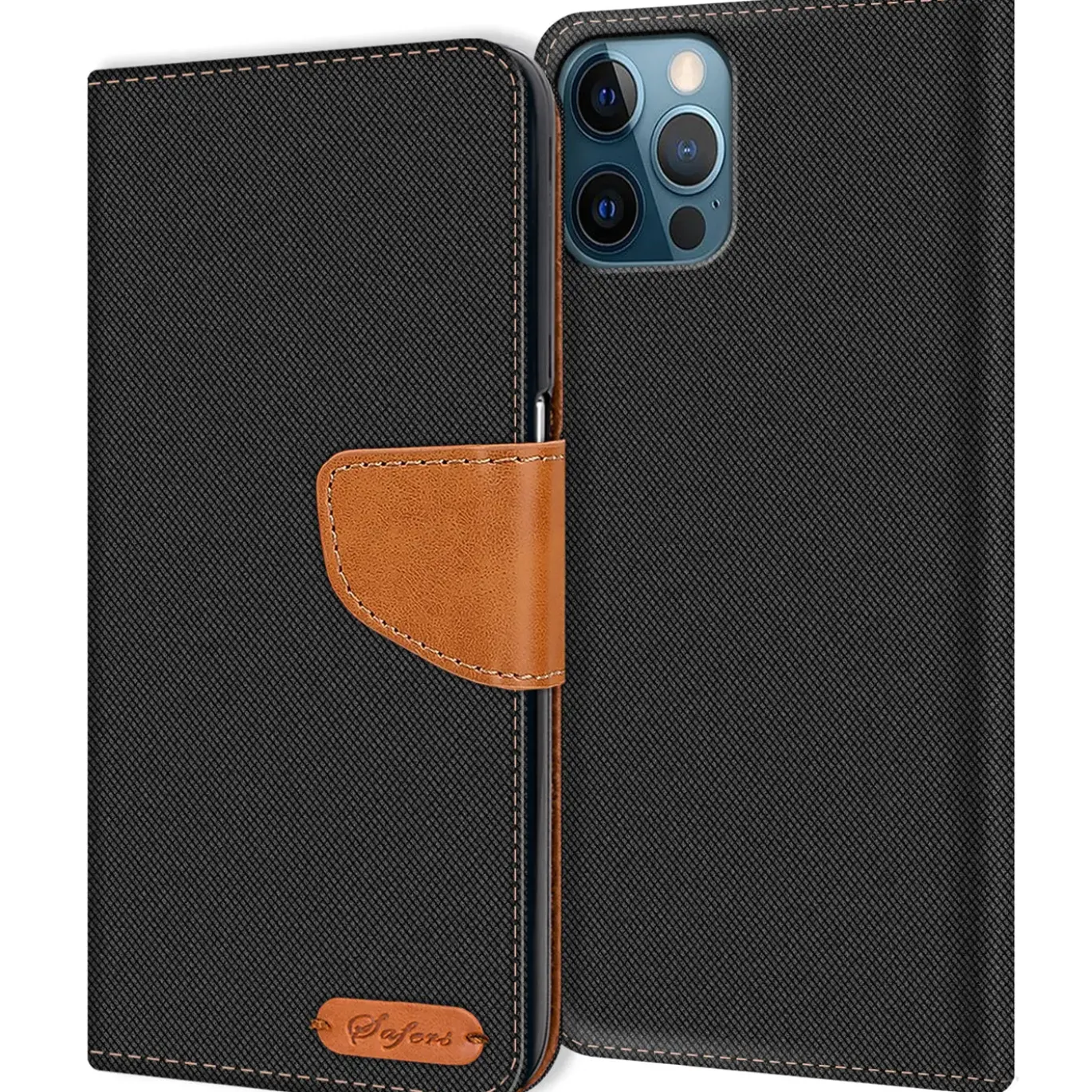 iPhone 12 / 12 Pro - Jeanslook Klapphülle mit Kartenfach