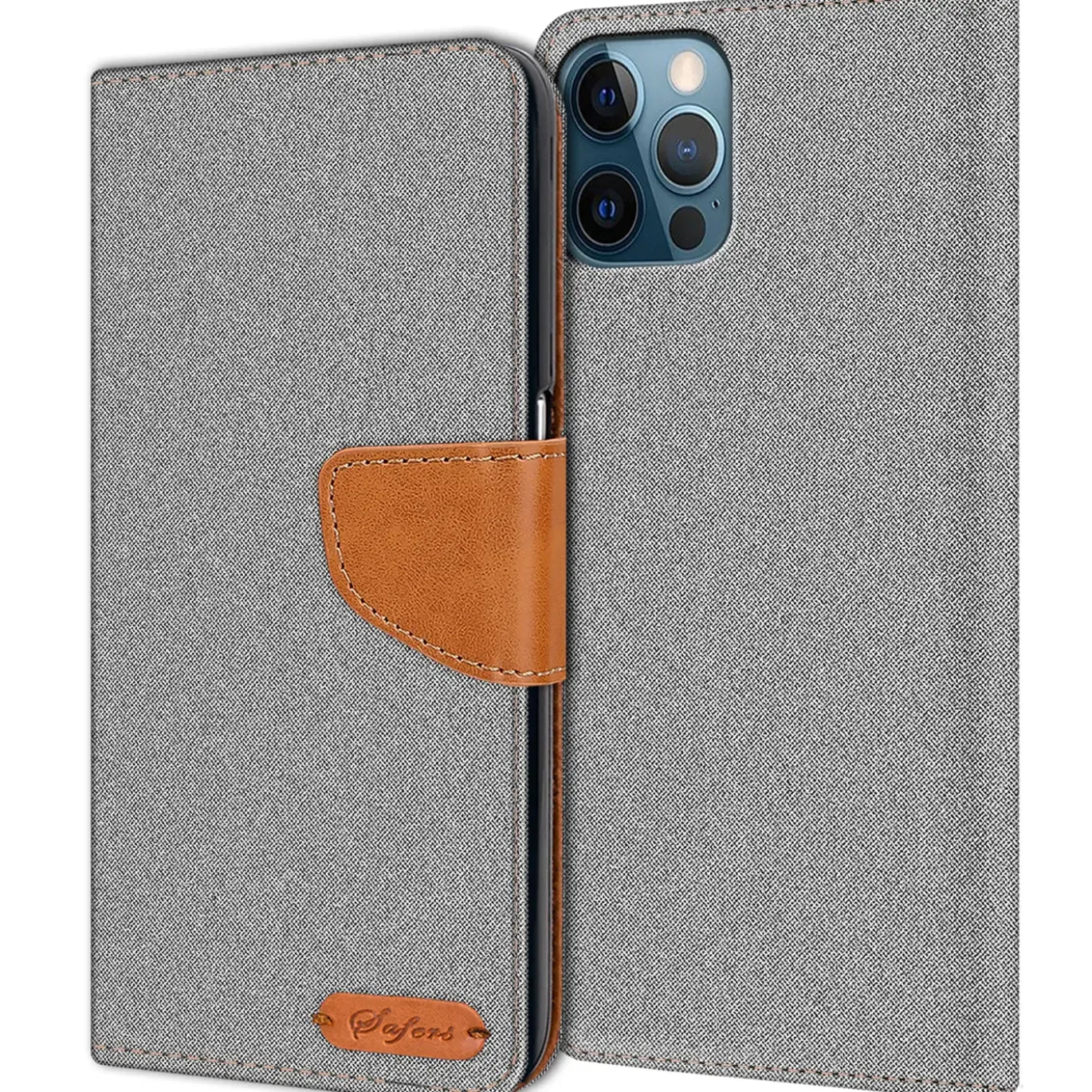 iPhone 12 / 12 Pro - Jeanslook Klapphülle mit Kartenfach
