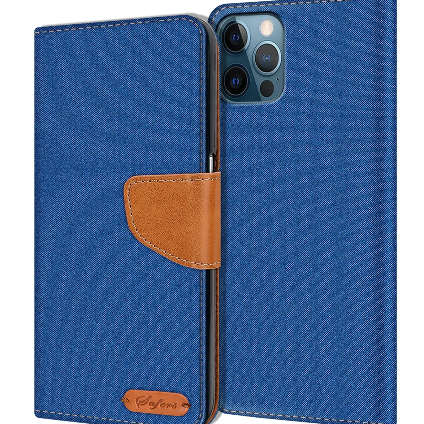 iPhone 12 / 12 Pro - Jeanslook Klapphülle mit Kartenfach