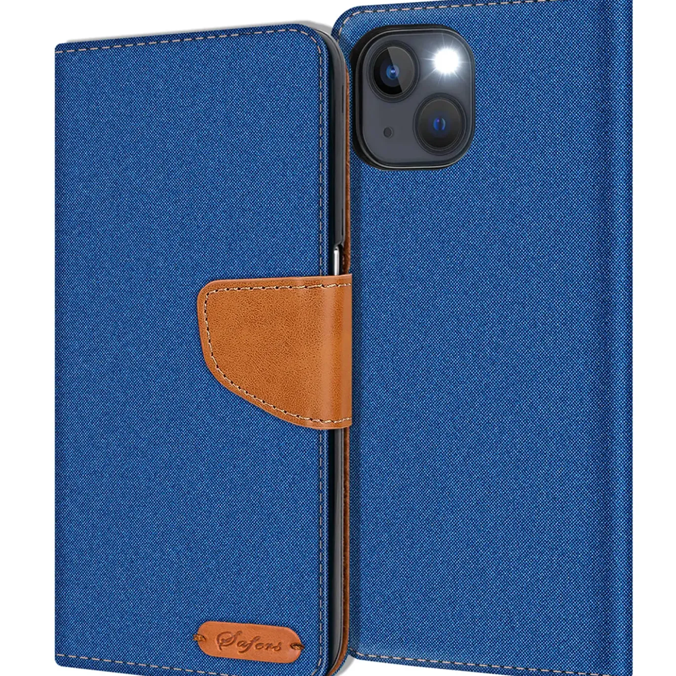 iPhone 15 - Jeanslook Klapphülle mit Kartenfach