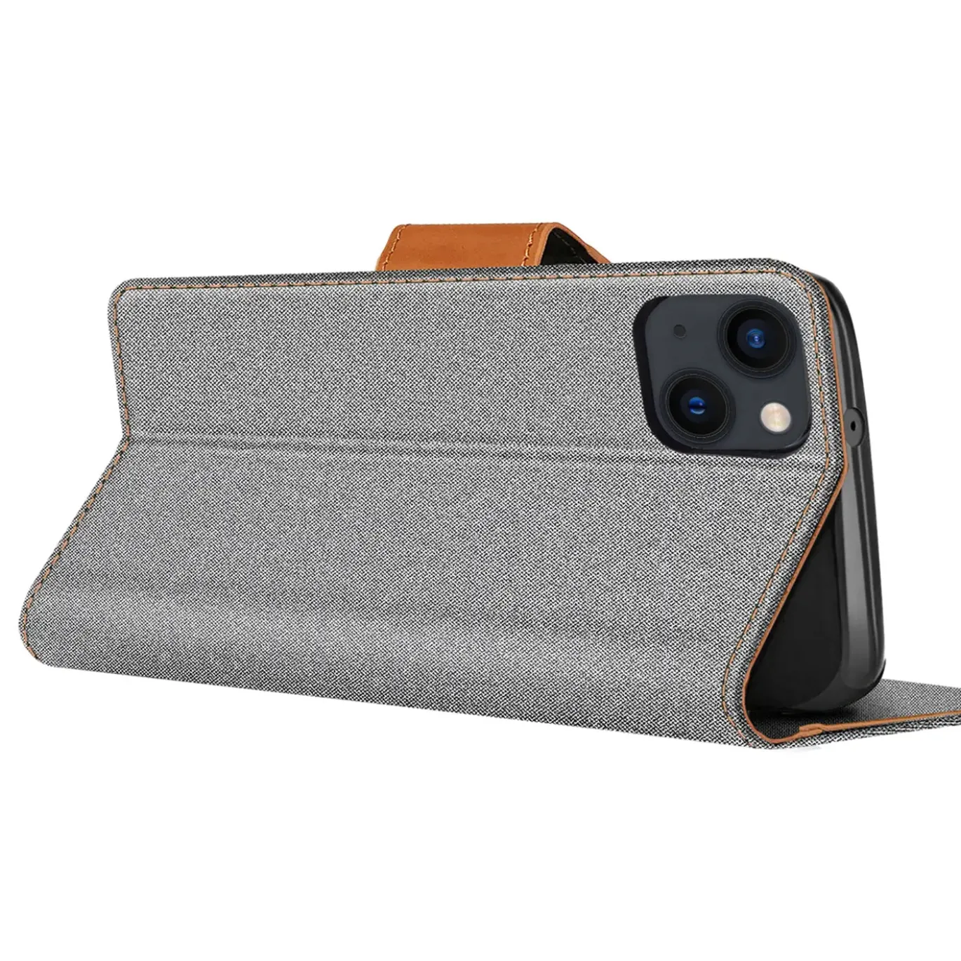 iPhone 14 - Jeanslook Klapphülle mit Kartenfach