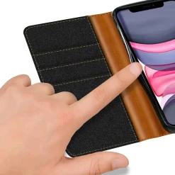 iPhone 11 - Jeanslook Klapphülle mit Kartenfach