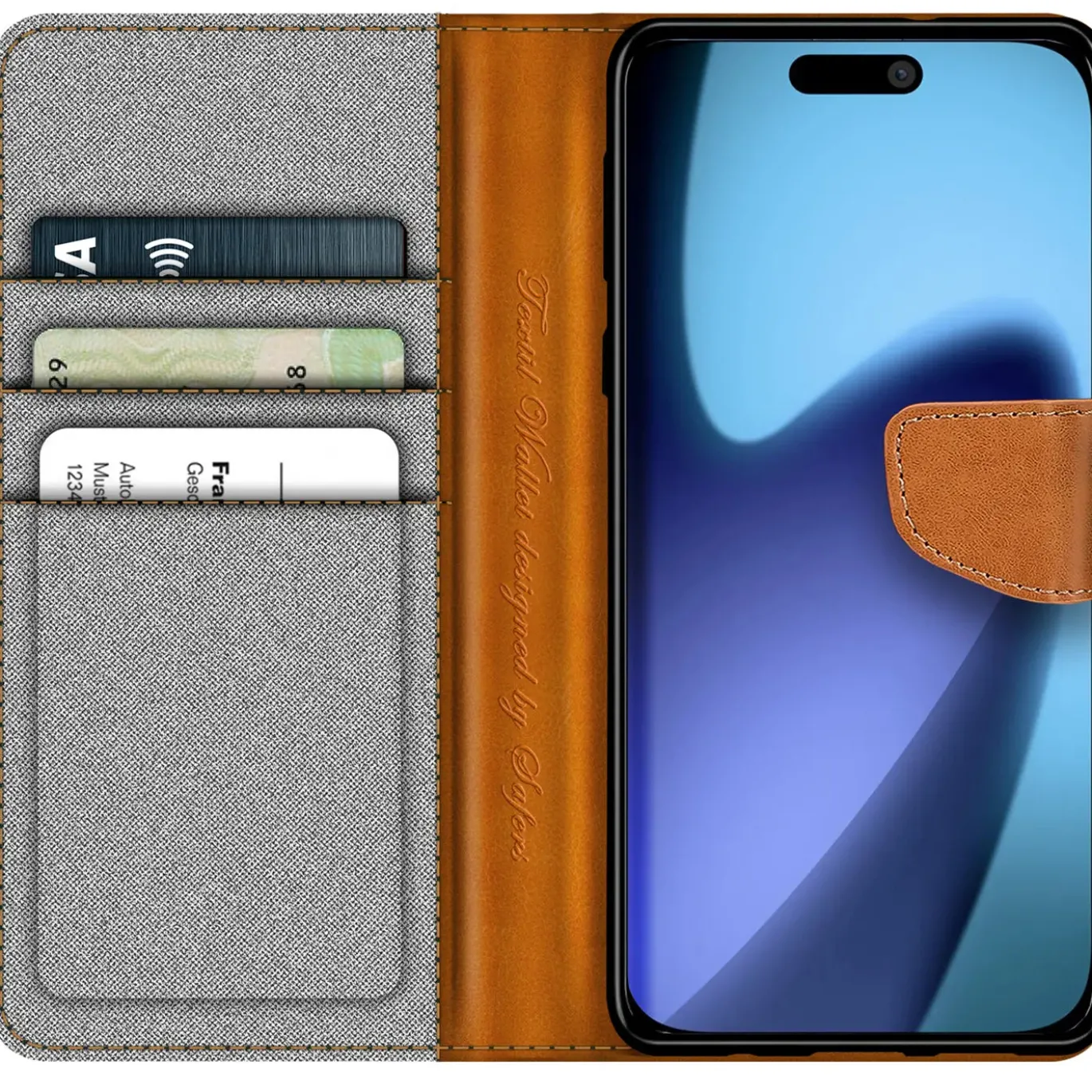 iPhone 17 - Jeanslook Klapphülle mit Kartenfach