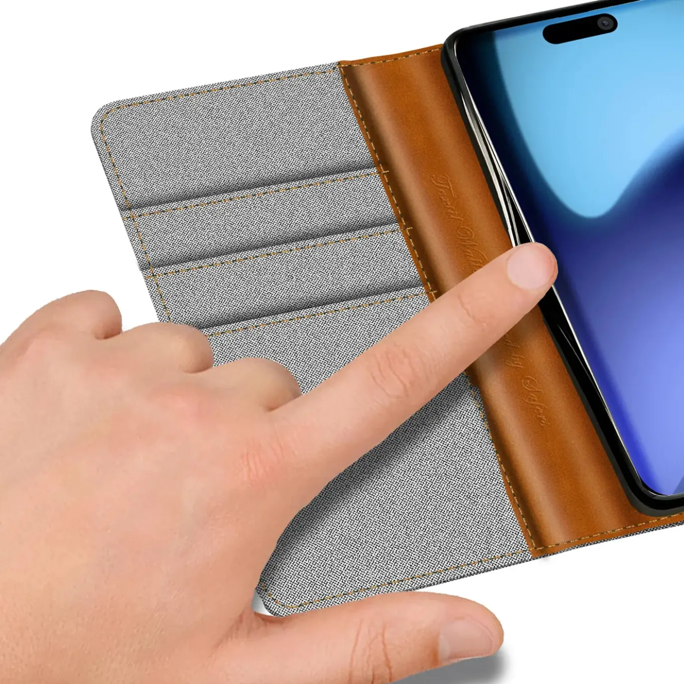 iPhone 17 - Jeanslook Klapphülle mit Kartenfach