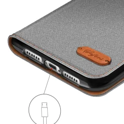 iPhone 16 - Jeanslook Klapphülle mit Kartenfach