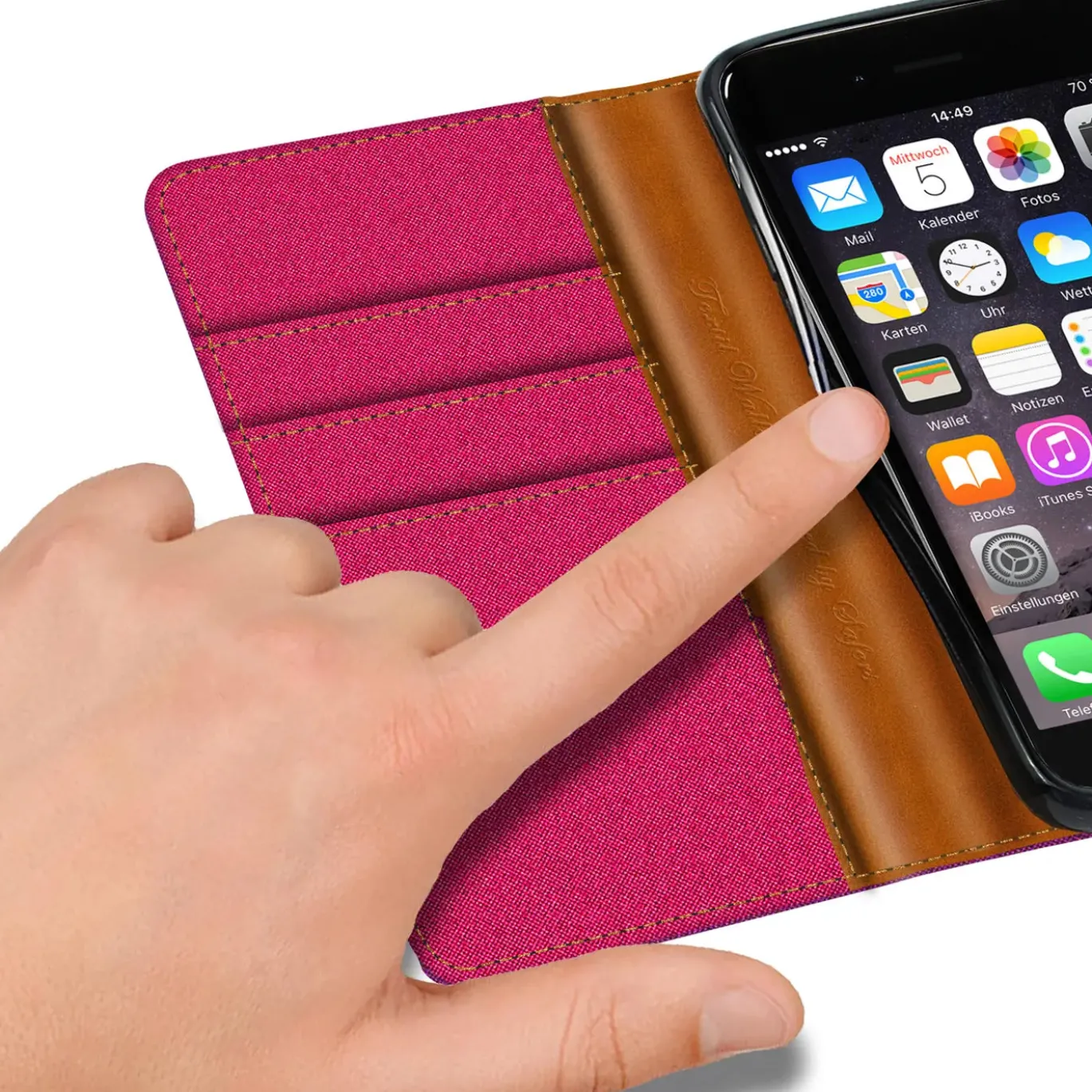 iPhone 6 / 6S - Jeanslook Klapphülle mit Kartenfach