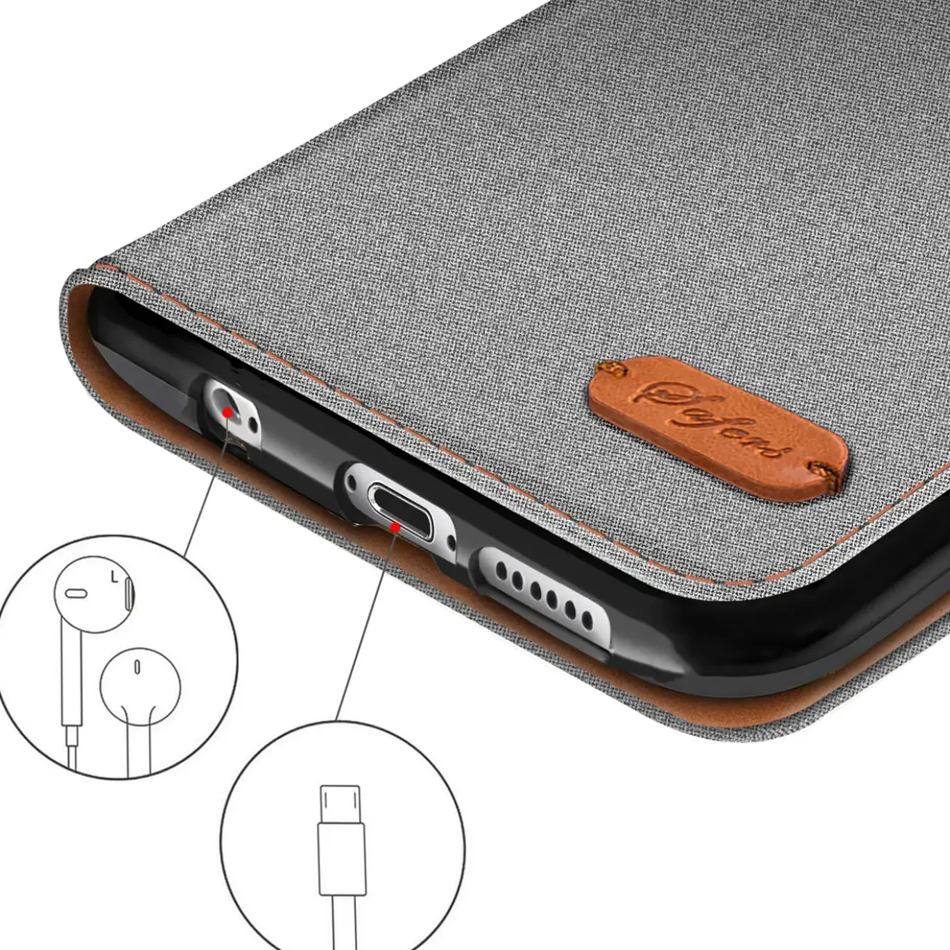 iPhone 6 / 6S - Jeanslook Klapphülle mit Kartenfach