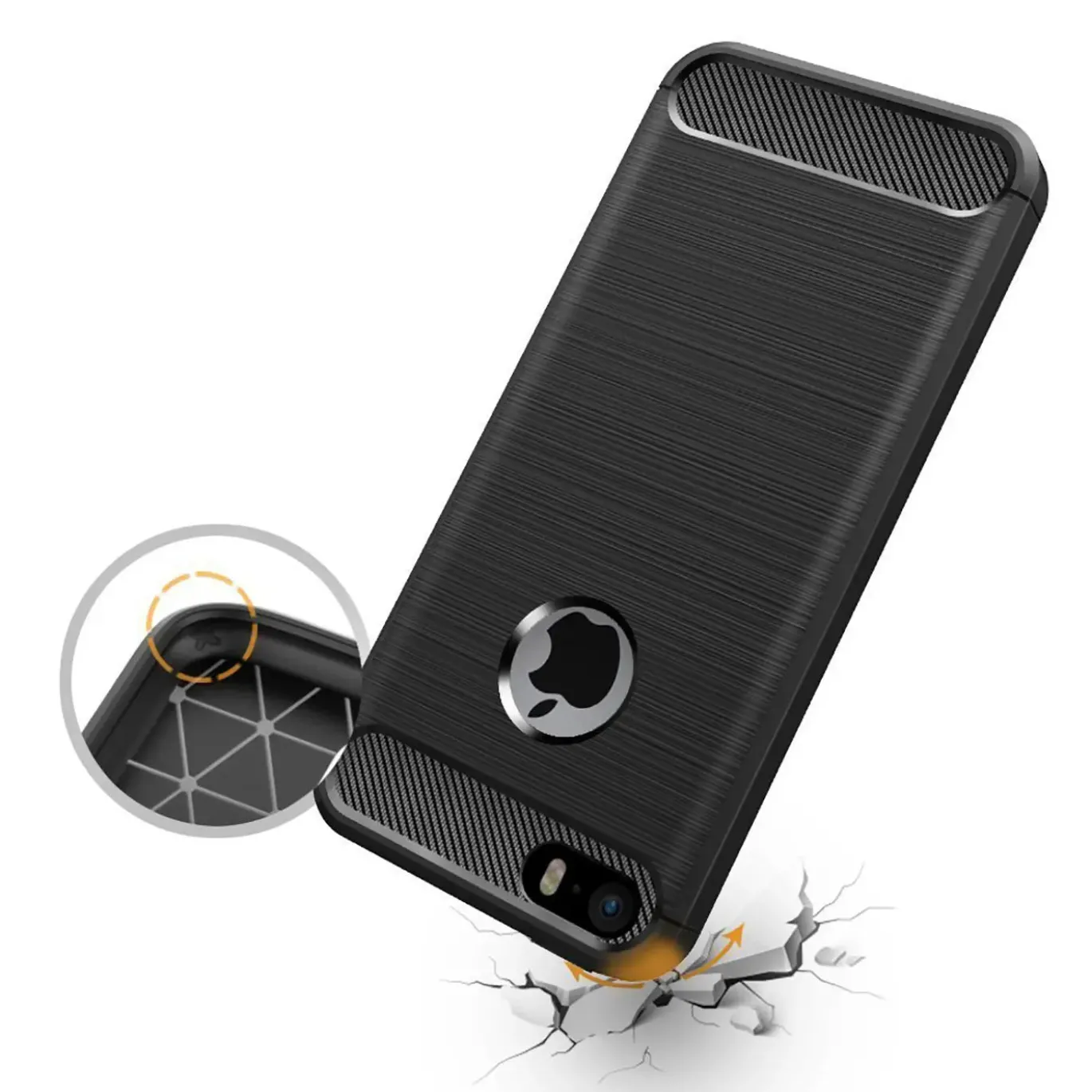 iPhone 5 / 5S / SE - Carbon Case Hülle, stoßfest
