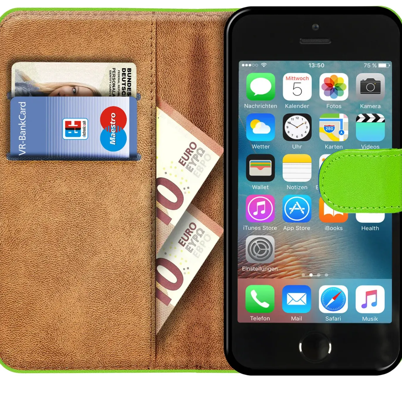 iPhone 5 / 5S / SE - Klapphülle mit Kartenfächern