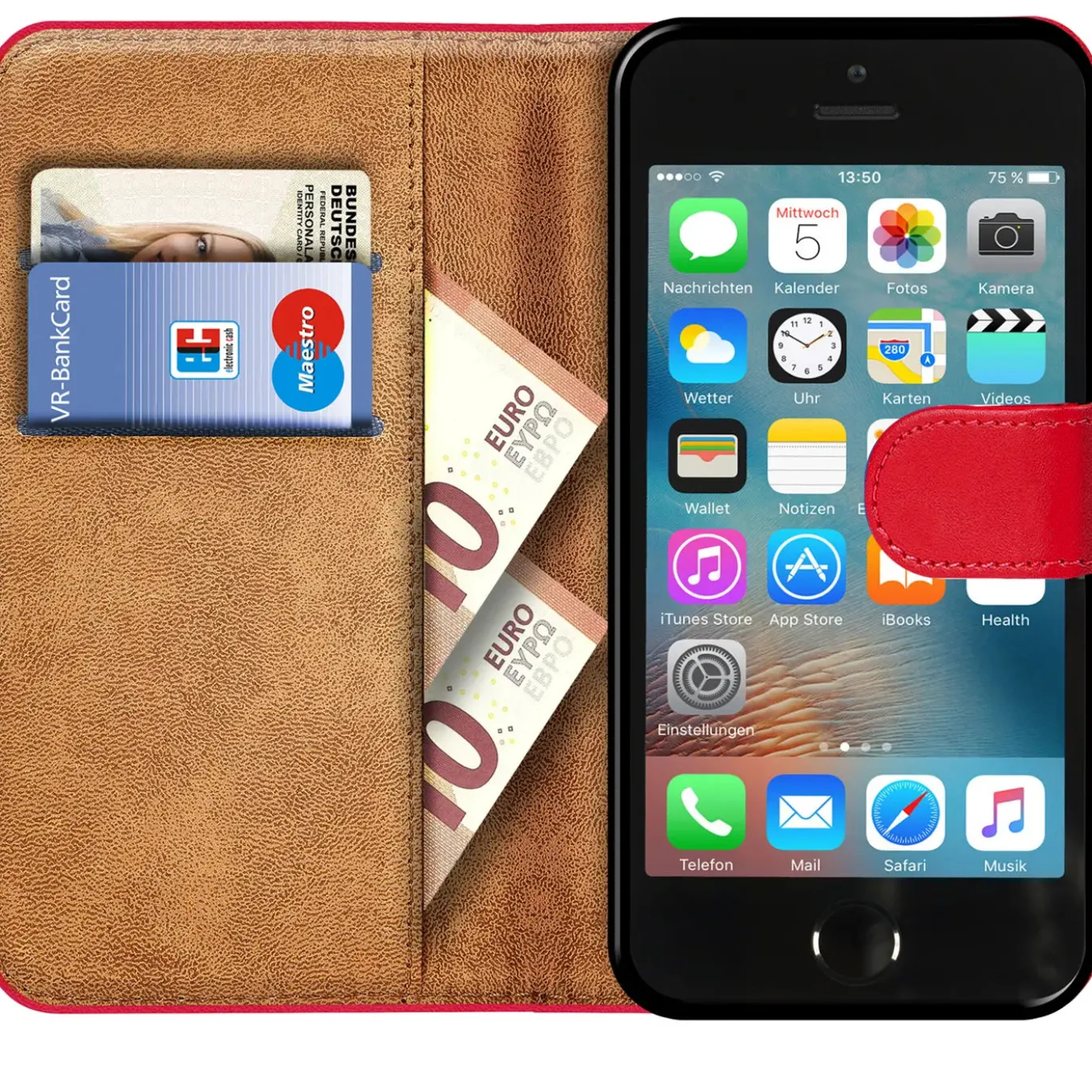 iPhone 5 / 5S / SE - Klapphülle mit Kartenfächern