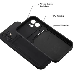 iPhone 15 - Silikonhülle mit Kartenfach & Kameraschutz