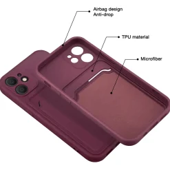 iPhone 15 - Silikonhülle mit Kartenfach & Kameraschutz