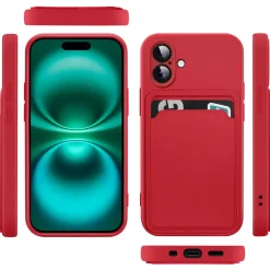 iPhone 16 - Silikonhülle mit Kartenfach & Kameraschutz