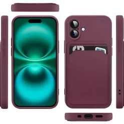 iPhone 16 - Silikonhülle mit Kartenfach & Kameraschutz
