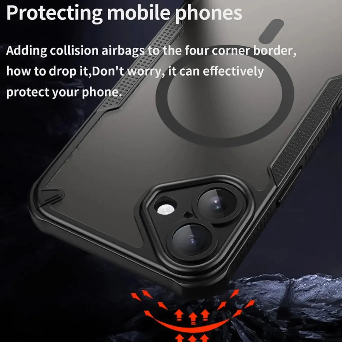 iPhone 16 - Stoßfestes MagSafe Case in Schwarz mit halbtransparenter Rückseite