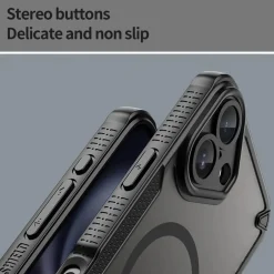 iPhone 16 - Stoßfestes MagSafe Case in Schwarz mit halbtransparenter Rückseite
